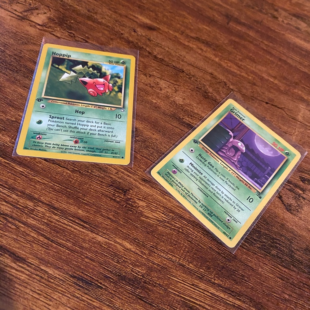 Base Set 1st Edition Grindr & 1st Edition Hoppip